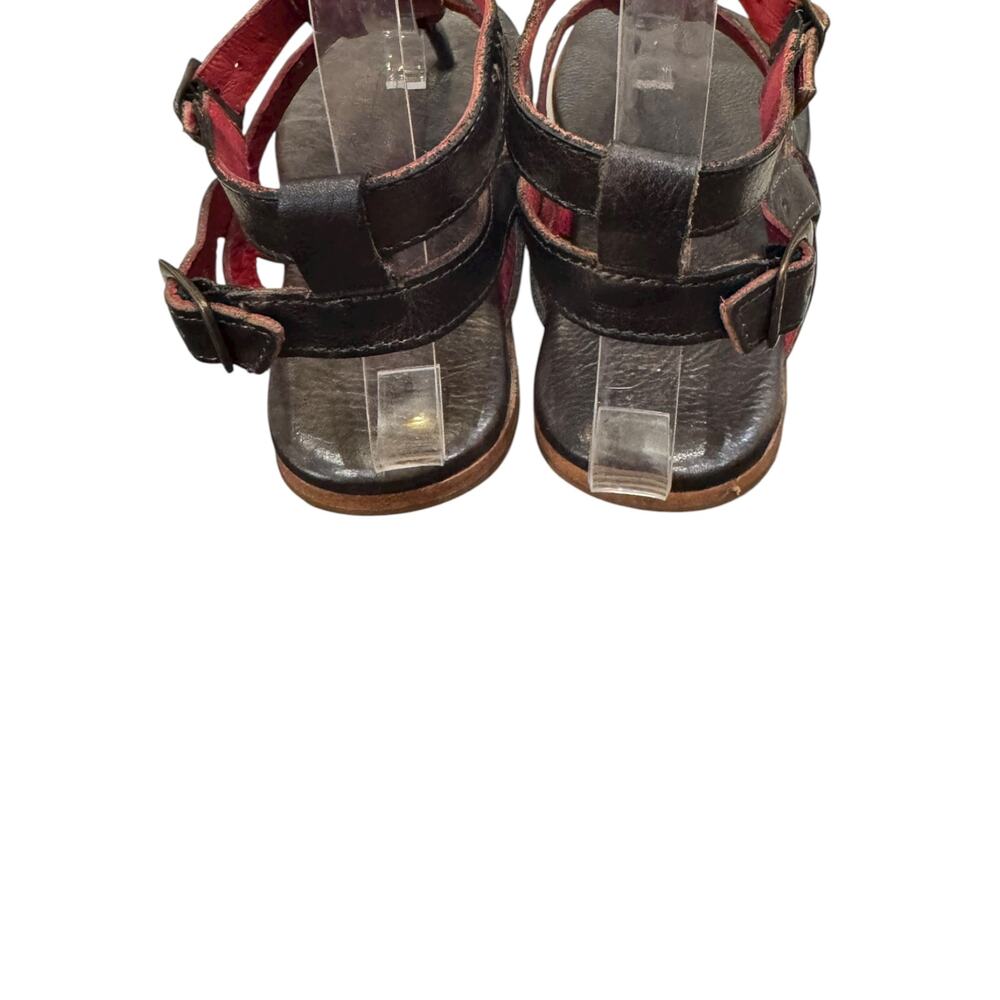 BED|STÜ Moon Black Rustic Leather Ankle Strap Sandals Size 8 Box - Picture 6 of 8